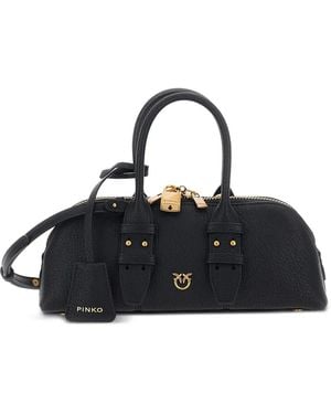 Pinko Small Escape Leather Tote Bag - Black