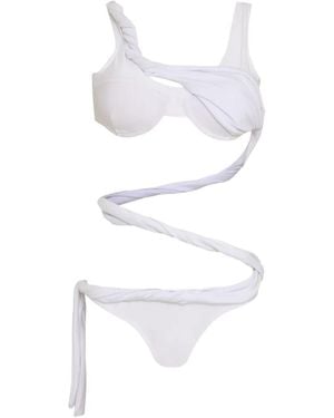 Amir Slama Bikini con diseño retorcido - Blanco