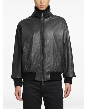 Giorgio Brato High-Neck Leather Jacket - Gray