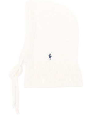 Polo Ralph Lauren Ribbed-Knit Tie Balaclava - White