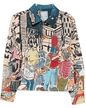 Kidsuper Patterned Button Shirt Jacket - White
