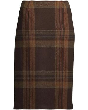 Polo Ralph Lauren Plaid-Pattern Midi Skirt - Brown