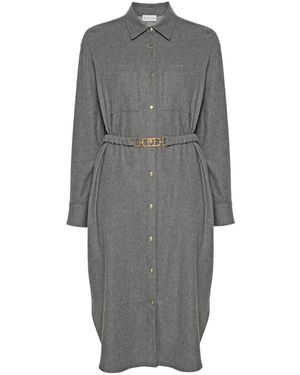 Moncler Logo-Patch Shirt Dress - Grey
