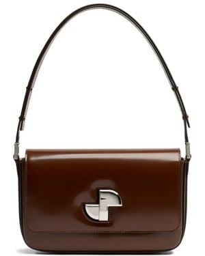 Patou Le Classic Lock Leather Shoulder Bag - Brown