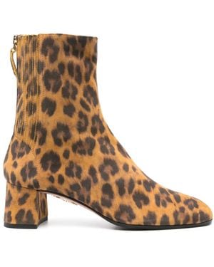 Aquazzura 50Mm Animal-Print Boots - Brown