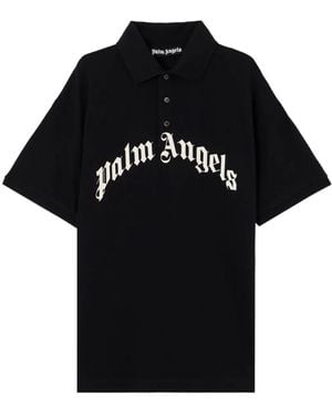 Palm Angels Curved Logo Polo S/S - Black