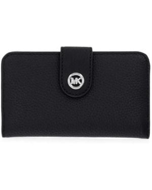 MICHAEL Michael Kors Logo-Plaque Pebbled Wallet - Black