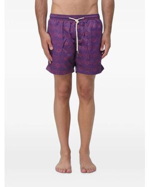 Peninsula Verbania Paisley-Print Drawstring Swim Shorts - Purple