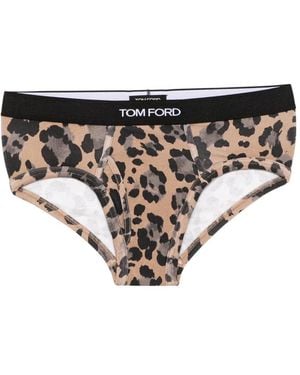 Tom Ford Leopard-Print Briefs - White