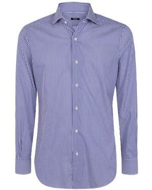 Barba Napoli Vertical-Stripe Cotton Shirt - Blue