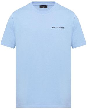 Etro Logo-Embroidered T-Shirt - Blue