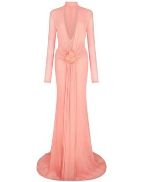 David Koma Lace Flower Gown - Pink