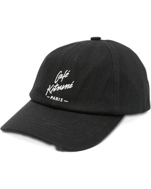 Maison Kitsuné Logo-Embroidered Cap - Black
