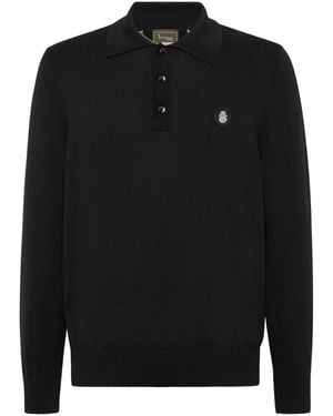 Billionaire Langärmeliges Poloshirt Mit Wappen-Schild - Schwarz