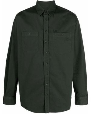 DSquared² Logo-Print Chest-Pocket Shirt - Green
