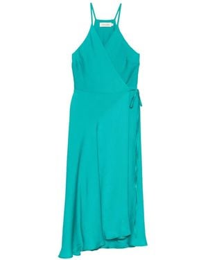 MOUTAKI Wraparound Midi Dress - Blue