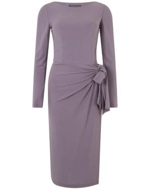 Alberta Ferretti Draped Long-Sleeved Fitted Midi Dress - Purple
