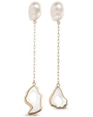 Erdem Pearl-Embellished Stone Drop Earrings - White