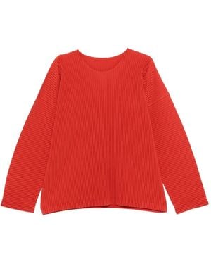 Homme Plissé Issey Miyake Pleated Long-Sleeved T-Shirt - Red