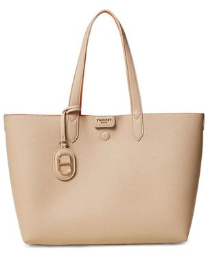 Twinset ロゴ ハンドバッグ - ナチュラル
