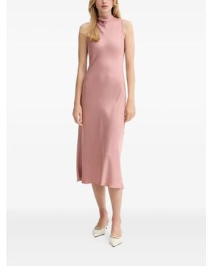 Fracomina Midi-Jurk Met Hoge Hals En Strik Aan De Achterkant - Roze