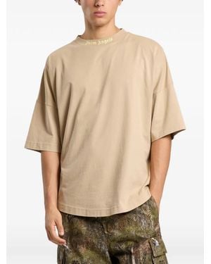 Palm Angels Logo-Print Oversized T-Shirt - Natural