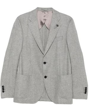 Lardini Jas Met Visgraat-Patroon En Knoop - Grijs