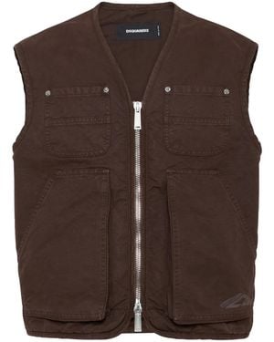 DSquared² Bodywarmer Met Logo En Rits - Bruin
