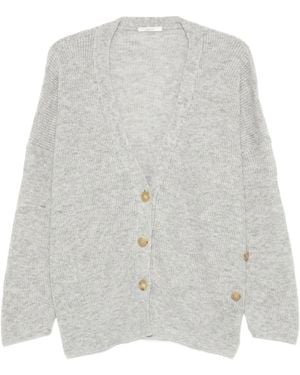 Haikure Ribbed Buttoned Cardigan - White
