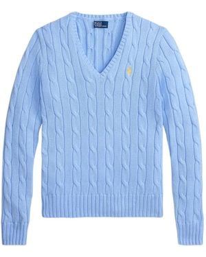 Polo Ralph Lauren Cable-knit V-neck Jumper - Blue
