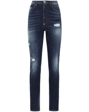 Philipp Plein Distressed-Effect Skinny Jeans - Blue