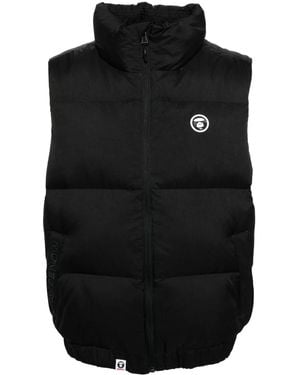 Aape By A Bathing Ape Logo-Patch Down Vest - Black
