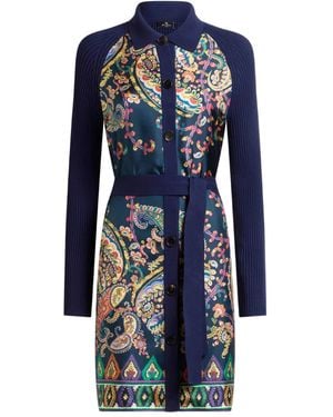 Etro Ribbed Paisley Cardigan - Blue