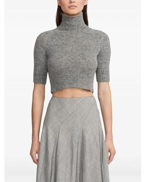 Ralph Lauren Turtle-Neck Short-Sleeve Top - Gray