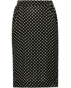 Saint Laurent Polka Dot Pattern Skirt - Black