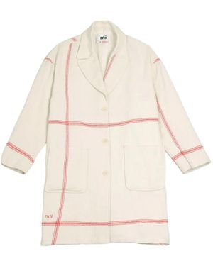 Mii Milou Check-Pattern Cotton Coat - White
