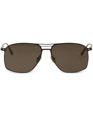 Brunello Cucinelli Geometric-Frame Double-Bridge Sunglasses - Grey
