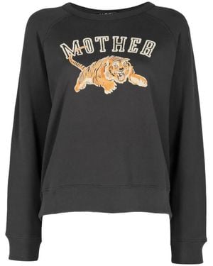 Mother The Concert Tiger-Print Sweater - Black