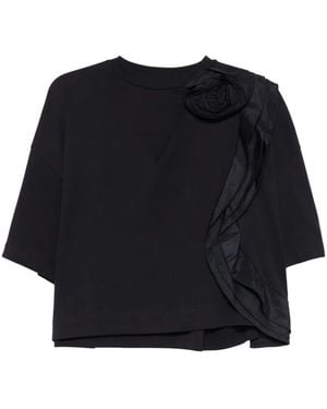 Max Mara T-Shirt En Jersey À Volants - Black