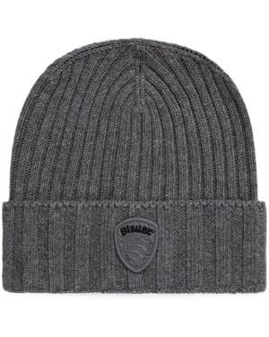 Blauer Kenwood Ribbed-Knit Beanie Hat - Grey