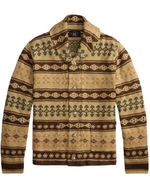 RRL Patterned Shawl-Collar Cardigan - Brown