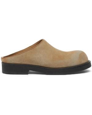 MM6 by Maison Margiela Biker Washed Suede Mules - White