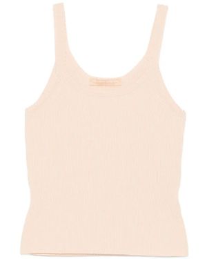 Ermanno Scervino Ribbed-Knit Scoop-Neck Top - Natural