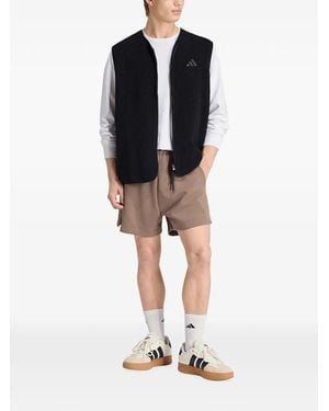 adidas City Tech 3-Stripes High-Pile Fleece Vest - Black