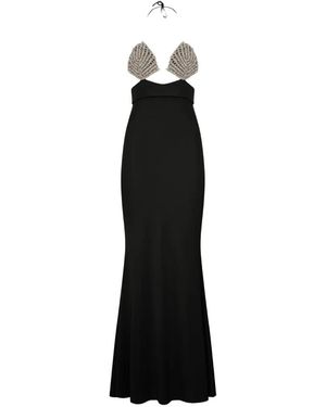 HIBOURAMA Venere Crystal-Embellished Cut-Out Maxi Dress - Black
