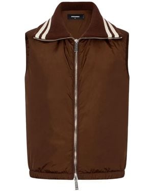 DSquared² Hybrid Studded Cropped Vest - Brown