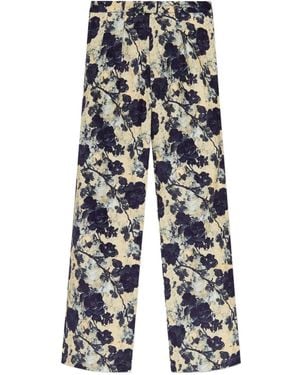 R13 Floral-Print Pleated Trousers - White