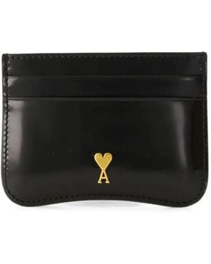 Ami Paris Ami De Coeur Leather Cardholder - Black