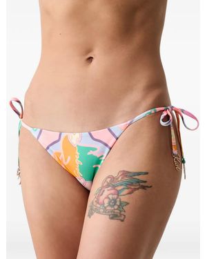 Kurt Geiger Logo-Print Side-Tie Bikini Bottoms - Pink