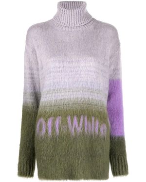 Off-White c/o Virgil Abloh Intarsia-Knit Logo Roll-Neck Jumper - Purple